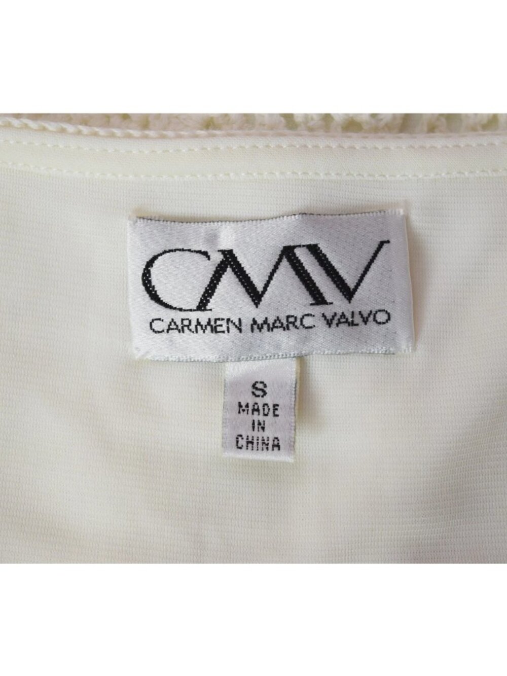CARMEN MARC VALVO CREAM CROCHET SLEEVELESS COCKTAIL MIDI DRESS - Picture 6 of 7